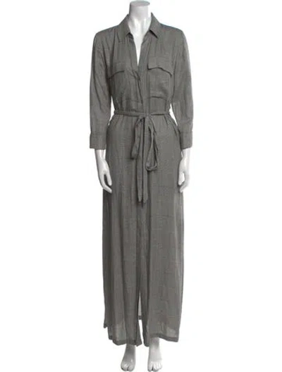 Pre-owned L'agence Printed Long Dress In Black