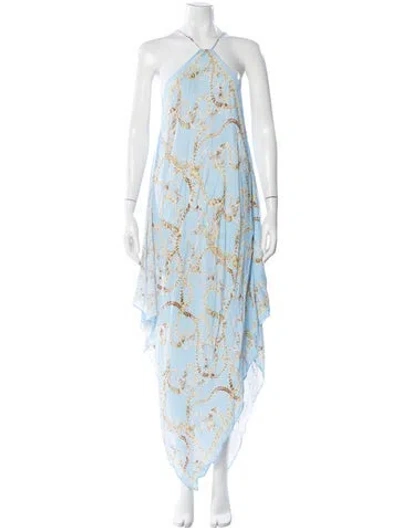 Pre-owned L'agence Printed Long Dress In Blue
