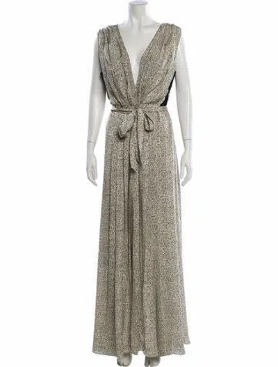 Pre-owned L'agence Printed Long Dress In Neutral