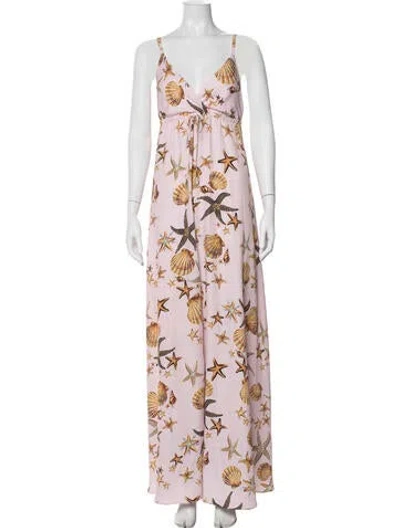 Pre-owned L'agence Printed Long Dress In Purple