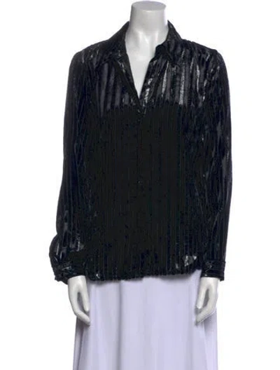 Pre-owned L'agence Printed Long Sleeve Blouse In Black