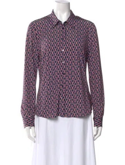 Pre-owned L'agence Printed Long Sleeve Blouse In Multi