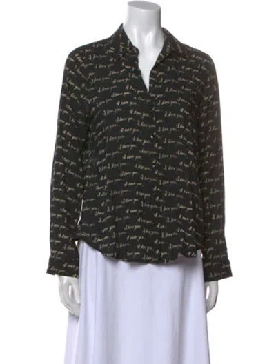 Pre-owned L'agence Printed Long Sleeve Button-up Top In Black