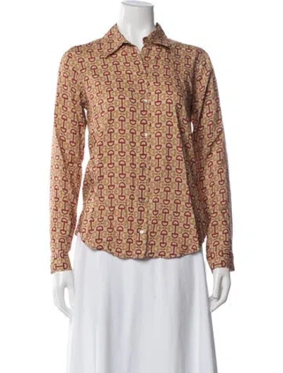 Pre-owned L'agence Printed Long Sleeve Button-up Top In Neutral