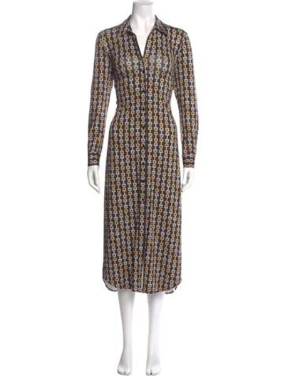 Pre-owned L'agence Printed Midi Length Dress In Black