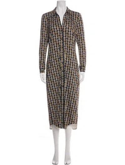 Pre-owned L'agence Printed Midi Length Dress In Black