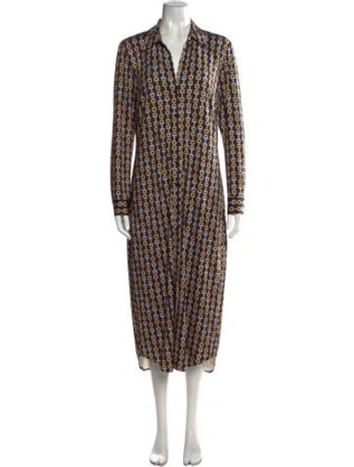 Pre-owned L'agence Printed Midi Length Dress In Black