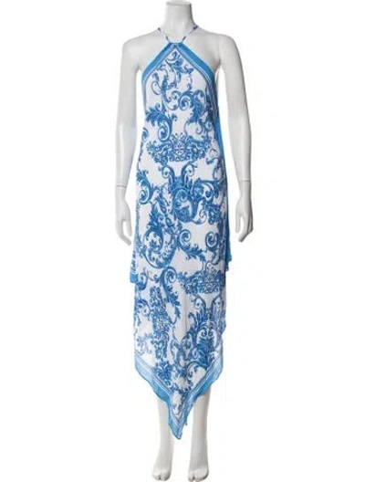 Pre-owned L'agence Printed Midi Length Dress In Blue