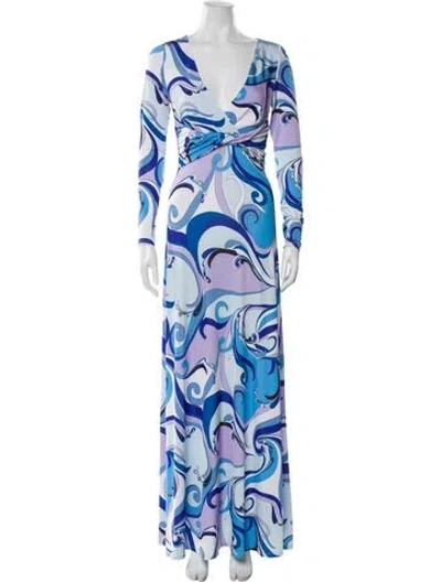 Pre-owned L'agence Printed Midi Length Dress W/ Tags In Blue