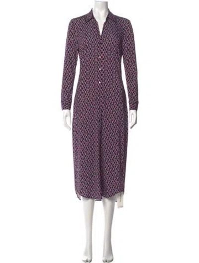 Pre-owned L'agence Printed Midi Length Dress W/ Tags In Blue
