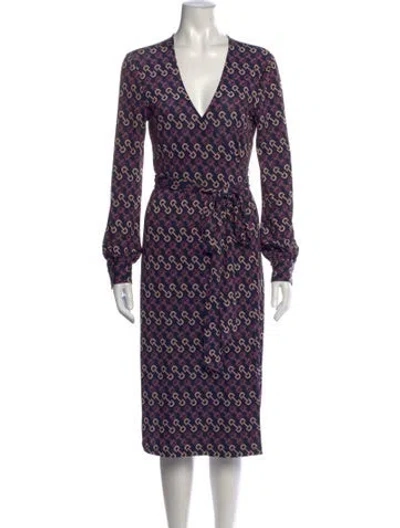 Pre-owned L'agence Printed Midi Length Dress W/ Tags In Blue