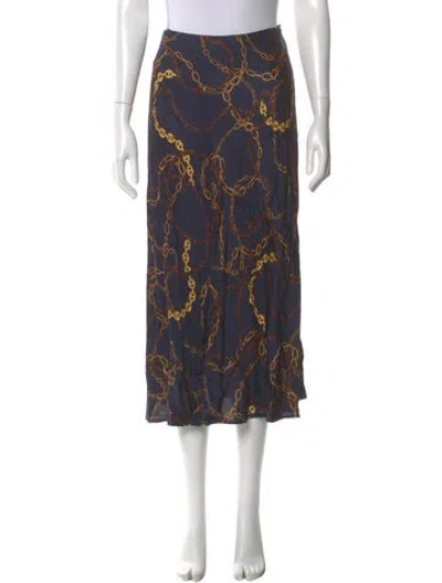Pre-owned L'agence Printed Midi Length Skirt In Blue