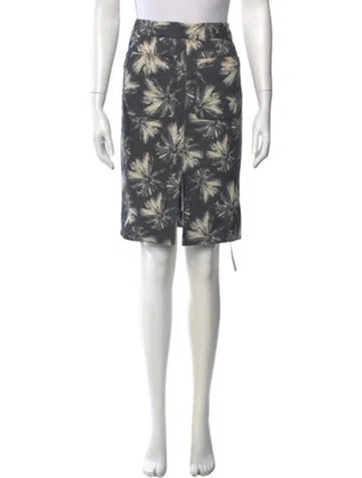 Pre-owned L'agence Printed Midi Length Skirt In Blue