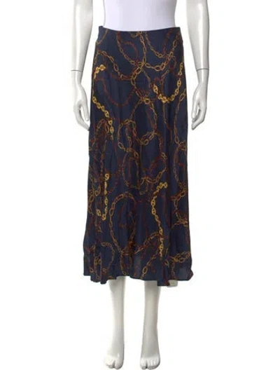 Pre-owned L'agence Printed Midi Length Skirt In Blue