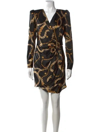 Pre-owned L'agence Printed Mini Dress In Black