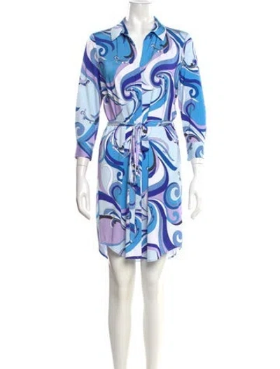 Pre-owned L'agence Printed Mini Dress In Blue