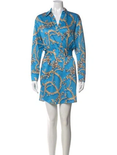 Pre-owned L'agence Printed Mini Dress In Blue