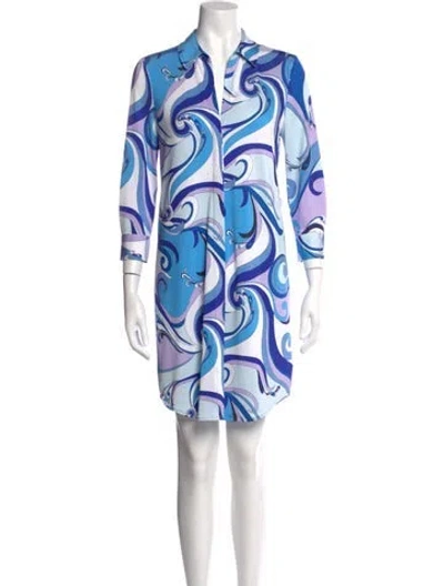 Pre-owned L'agence Printed Mini Dress In Blue