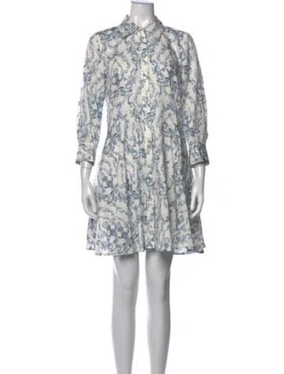 Pre-owned L'agence Printed Mini Dress In Blue