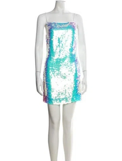 Pre-owned L'agence Printed Mini Dress In Silver