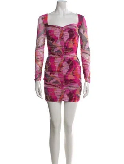 Pre-owned L'agence Printed Mini Dress W/ Tags In Pink