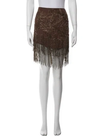 Pre-owned L'agence Printed Mini Skirt In Brown