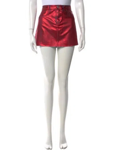 Pre-owned L'agence Printed Mini Skirt In Red