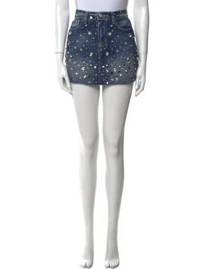 Pre-owned L'agence Printed Mini Skirt W/ Tags In Blue