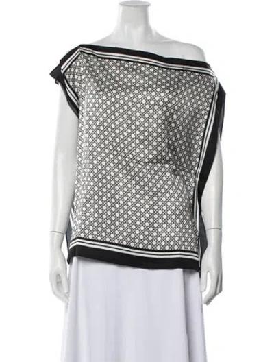 Pre-owned L'agence Printed Off-the-shoulder Blouse In Multicolor