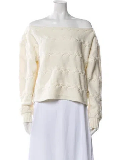 Pre-owned L'agence Printed Off-the-shoulder Sweater In Neutral