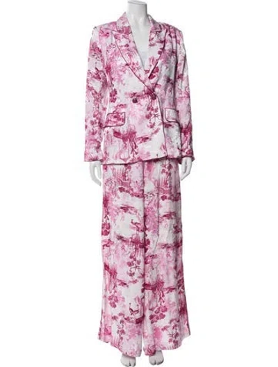 Pre-owned L'agence Printed Pant Set In Pink