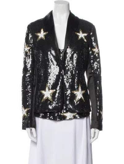 Pre-owned L'agence Printed Sequin Embellishments Set In Black
