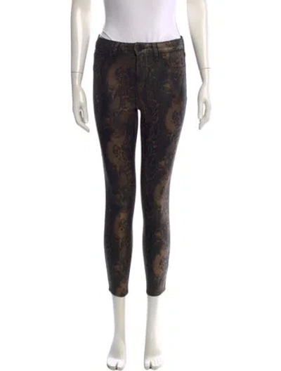 Pre-owned L'agence Printed Skinny Leg Pants In Black