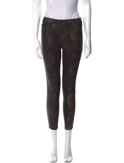 Pre-owned L'agence Printed Skinny Leg Pants In Brown