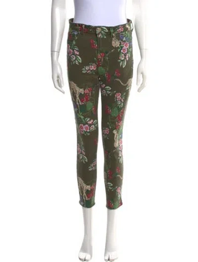 Pre-owned L'agence Printed Skinny Leg Pants In Green