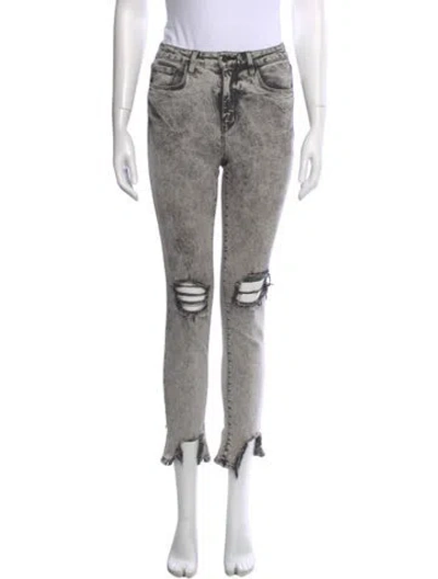 Pre-owned L'agence Printed Skinny Leg Pants In Silver