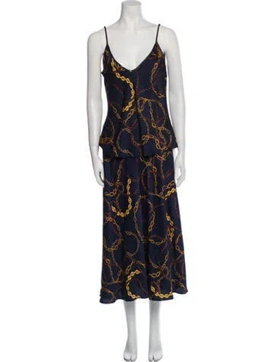 Pre-owned L'agence Printed Skirt Set In Blue
