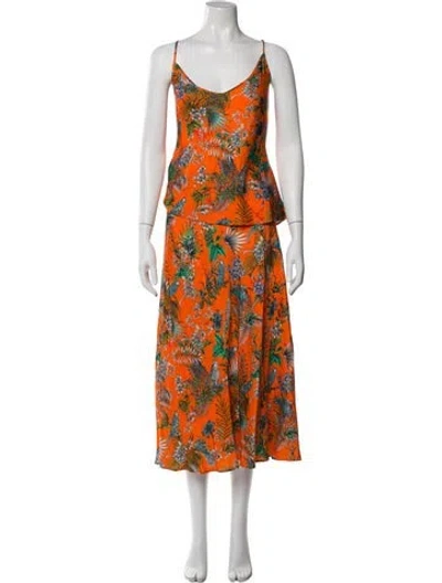 Pre-owned L'agence Printed Skirt Set In Orange