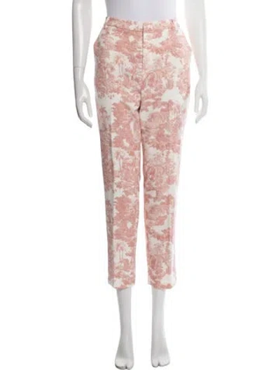 Pre-owned L'agence Printed Straight Leg Pants In White
