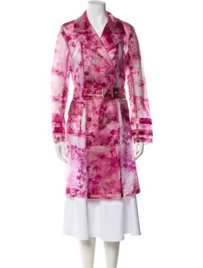 Pre-owned L'agence Printed Trench Coat In Pink