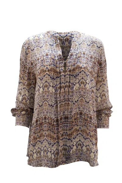 Pre-owned L'agence Printed Tunic Blouse In Mutlicolor Silk In Gray