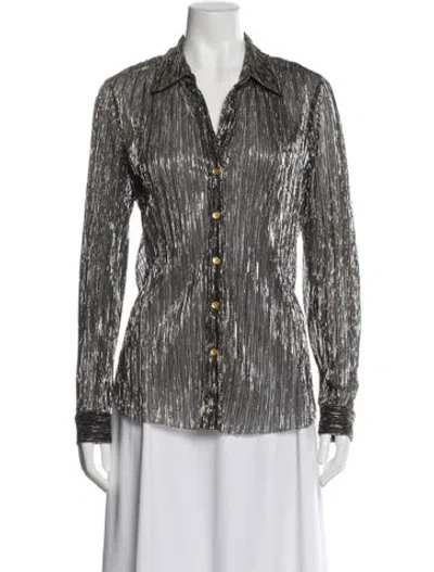 Pre-owned L'agence Printed V-neck Blouse
