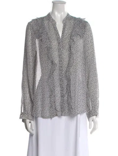 Pre-owned L'agence Printed V-neck Blouse In Black