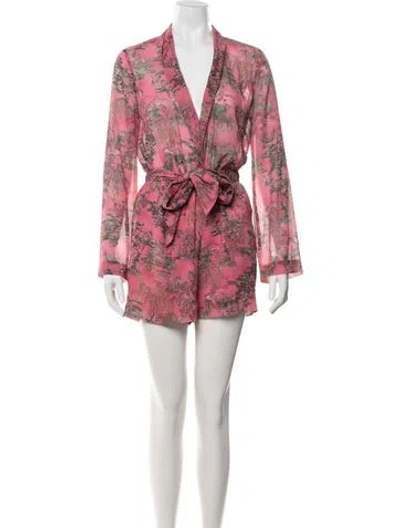 Pre-owned L'agence Printed V-neck Jumpsuit In Pink