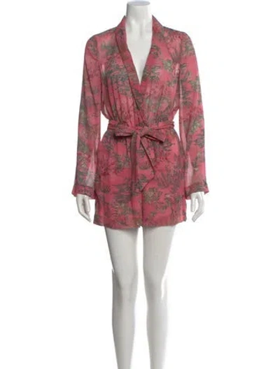 Pre-owned L'agence Printed V-neck Jumpsuit In Red