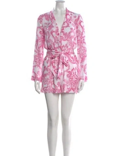 Pre-owned L'agence Printed V-neck Jumpsuit W/ Tags In Pink