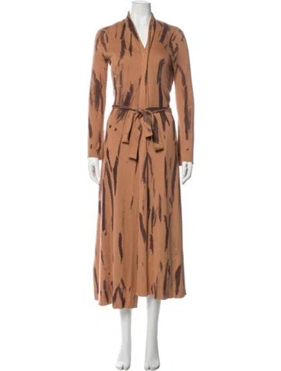 Pre-owned L'agence Printed V-neck Sweater In Brown