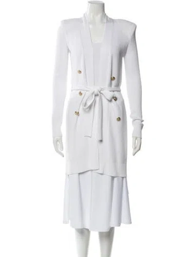 Pre-owned L'agence Printed V-neck Sweater In White