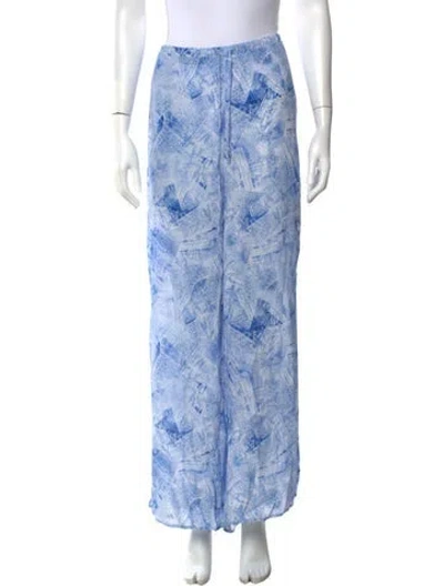 Pre-owned L'agence Printed Wide Leg Pants In Blue