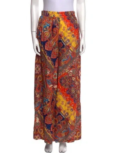 Pre-owned L'agence Printed Wide Leg Pants In Orange